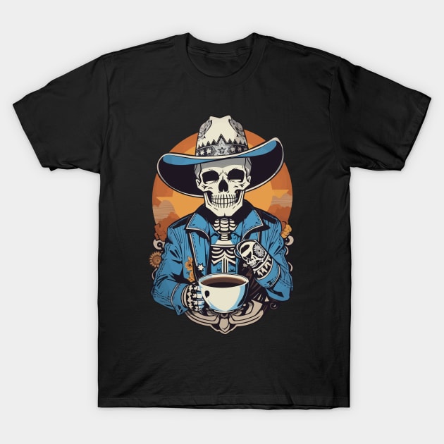 Sunset Cowboy Skeleton T-Shirt by PG